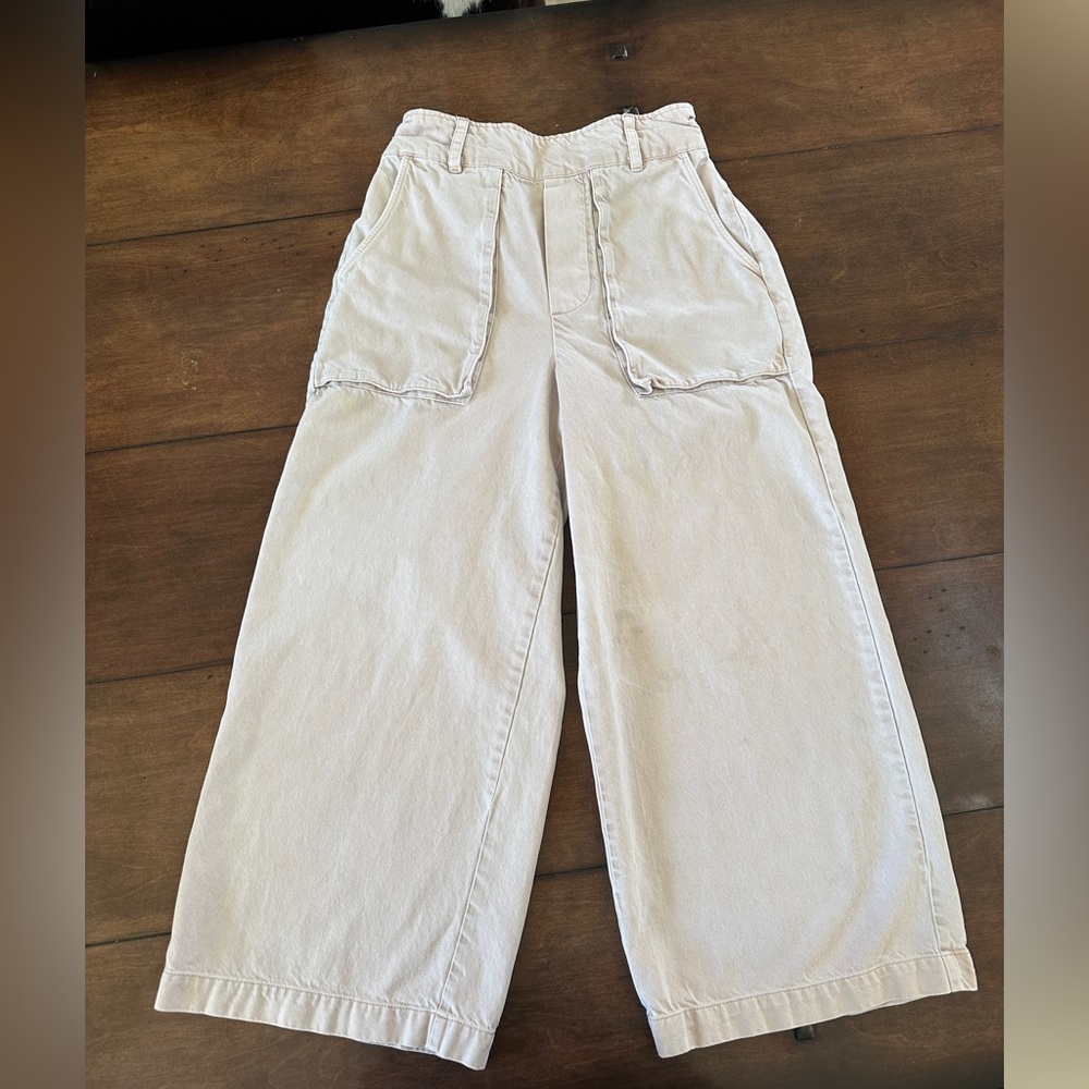 Young Fabulous & Broke Sadie Cropped Wide Leg Pants - Small, pale pink